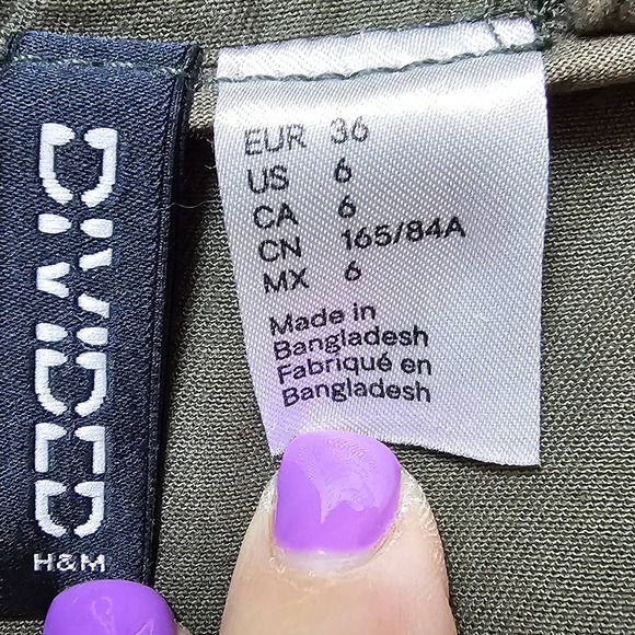 H&M Divided 100% Cotton Army Green Jacket Size 6 - Picture 5 of 8